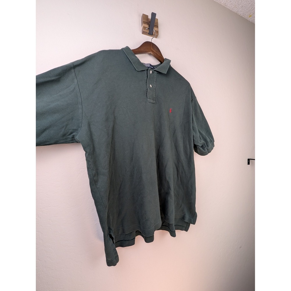 Polo Ralph Lauren Mens XL Forest Green Short Sleeve Pique Polo Shirt Red Pony - Picture 2 of 8